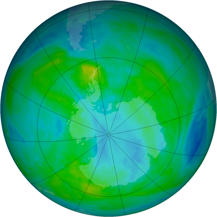 Antarctic ozone map for 06 April 1982